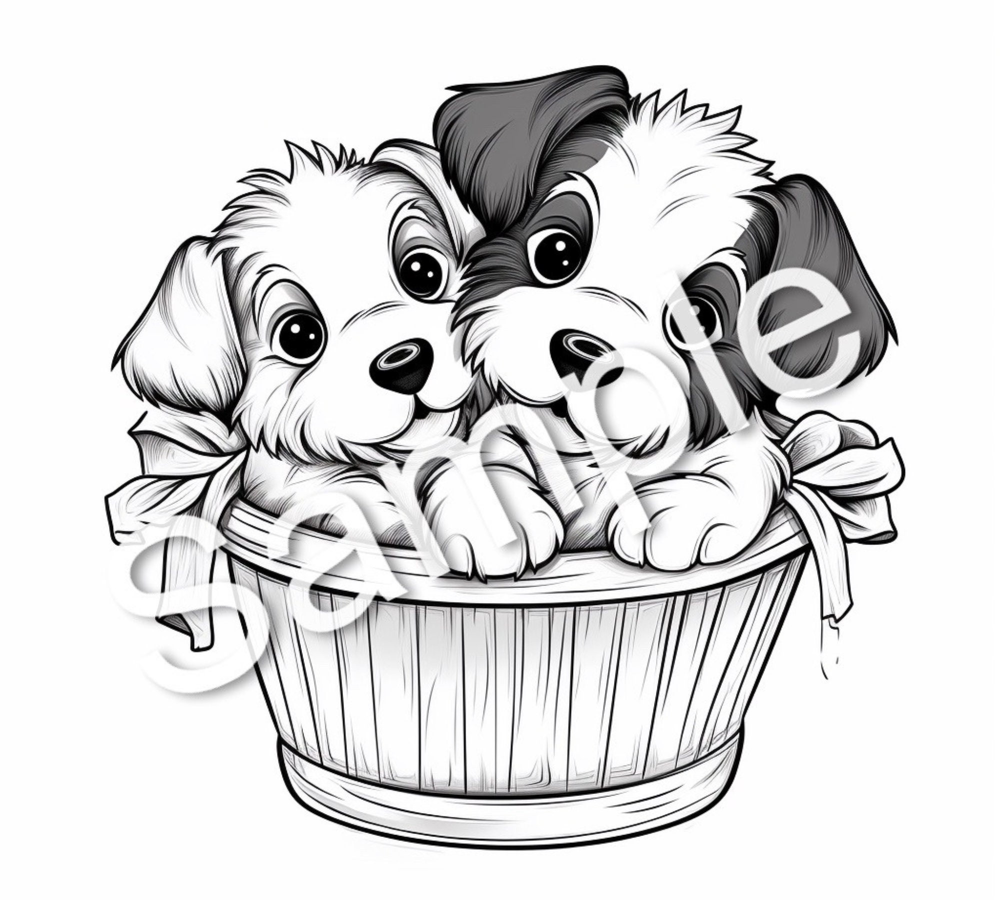 30 Cute Doggies Coloring Pages, Coloring Book, Printables PLUS 3 Bonus