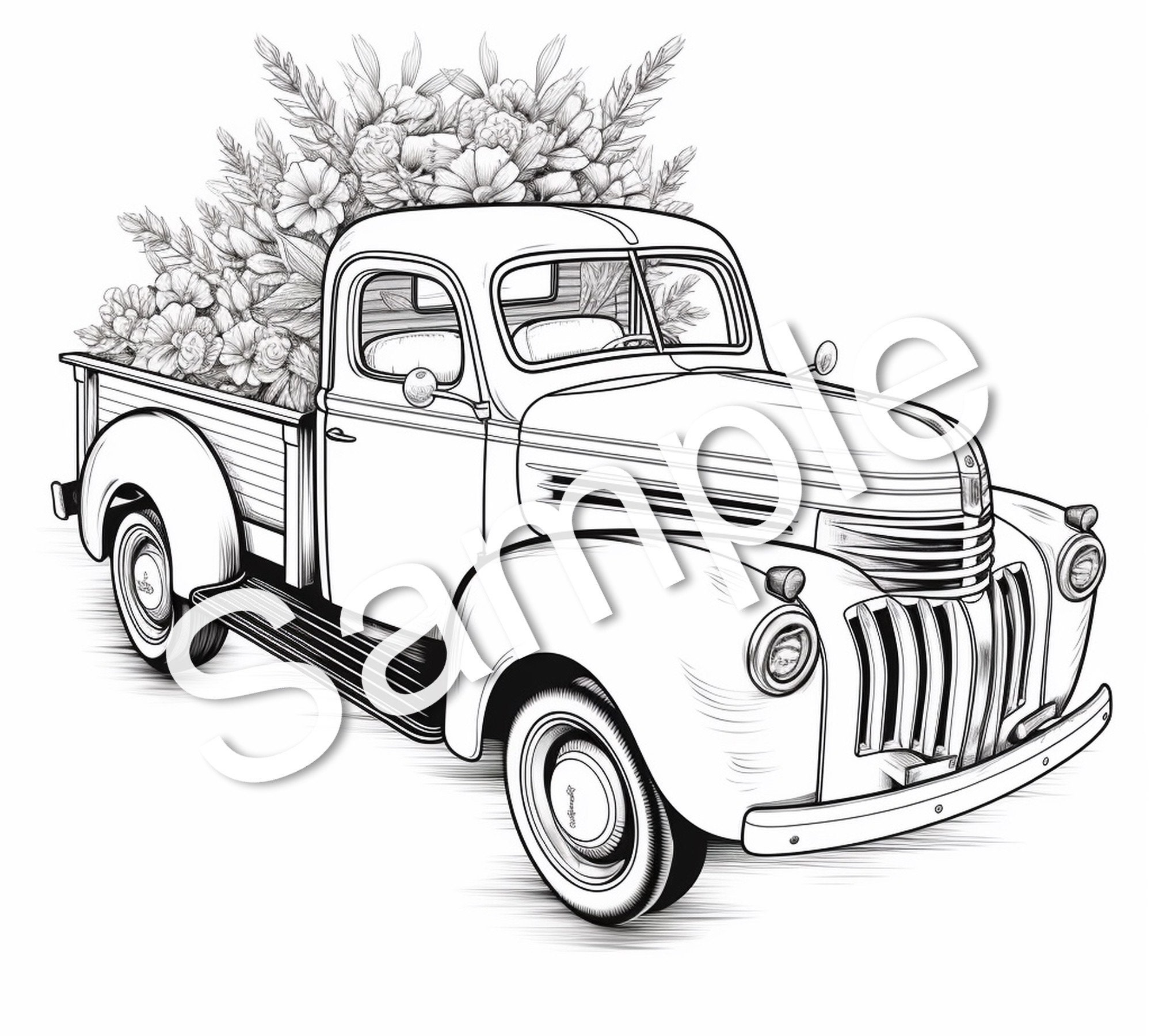 40 Flower Truck Coloring Book, Coloring Pages, Printables - Etsy