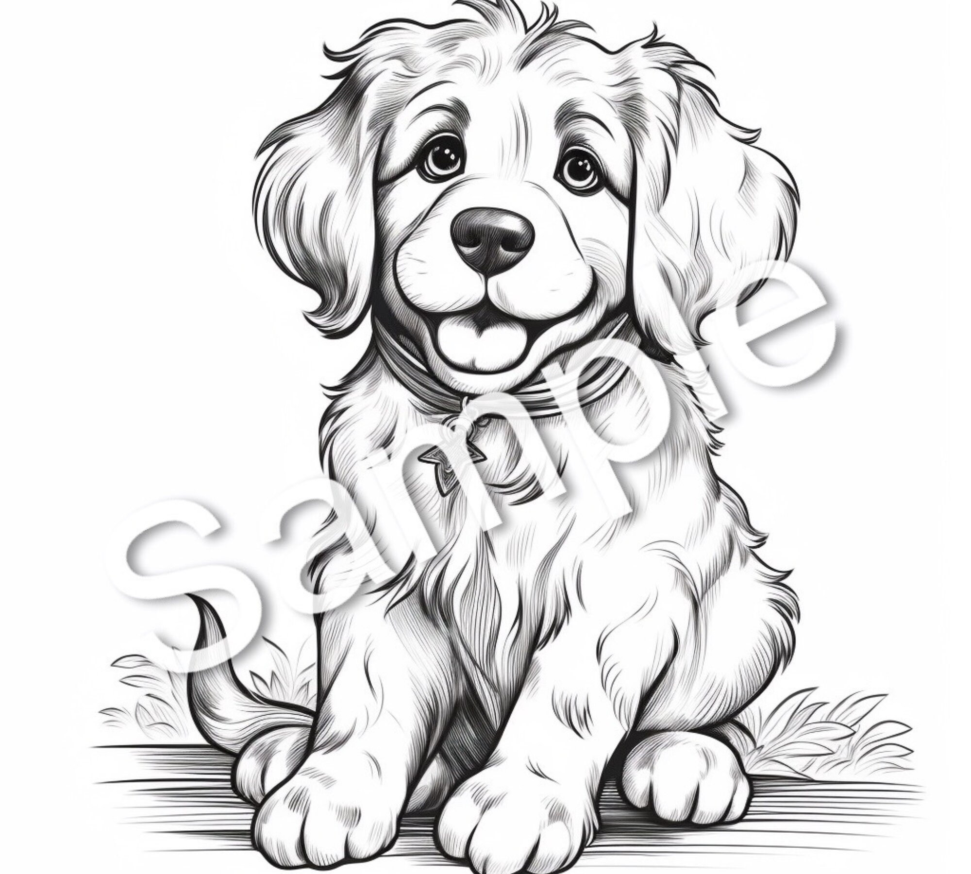 30 Cute Doggies Coloring Pages, Coloring Book, Printables PLUS 3 Bonus ...