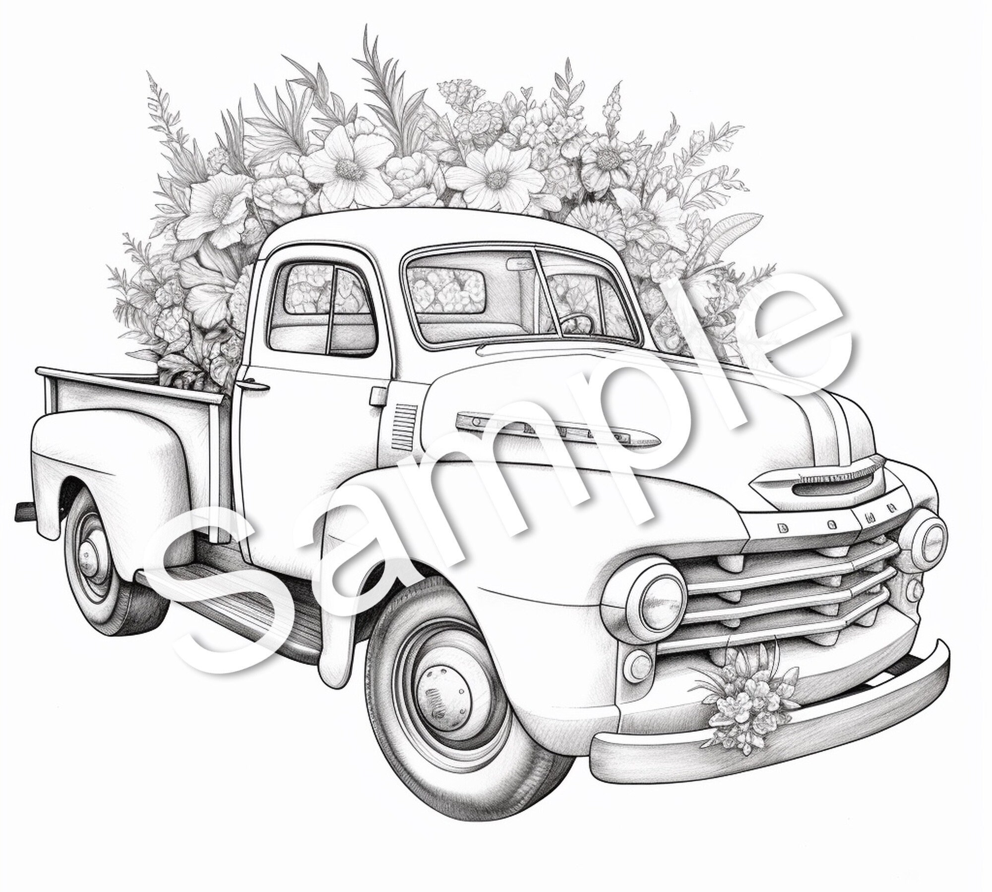 40 Flower Truck Coloring Book, Coloring Pages, Printables - Etsy