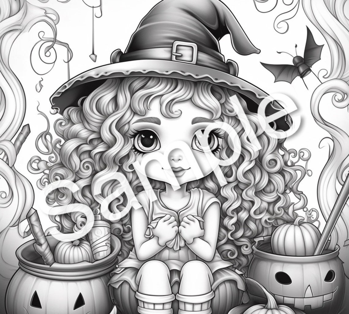 30 Cute Witches Coloring Pages Vol 2, Coloring Book, Printables - Etsy