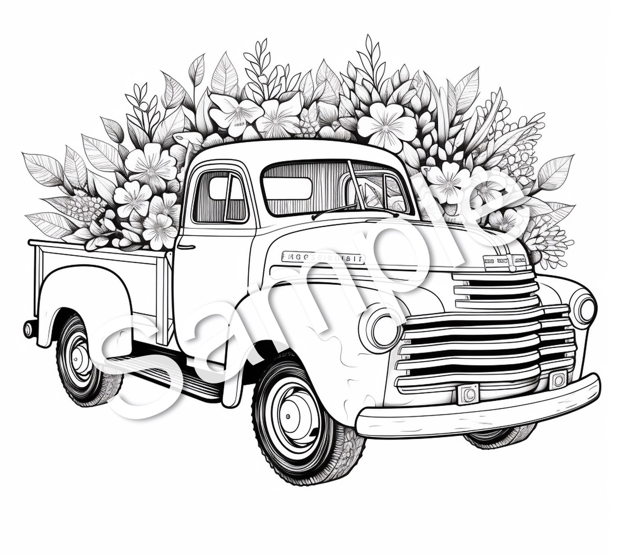 40 Flower Truck Coloring Book, Coloring Pages, Printables - Etsy