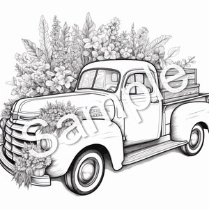 40 Flower Truck Coloring Book, Coloring Pages, Printables - Etsy