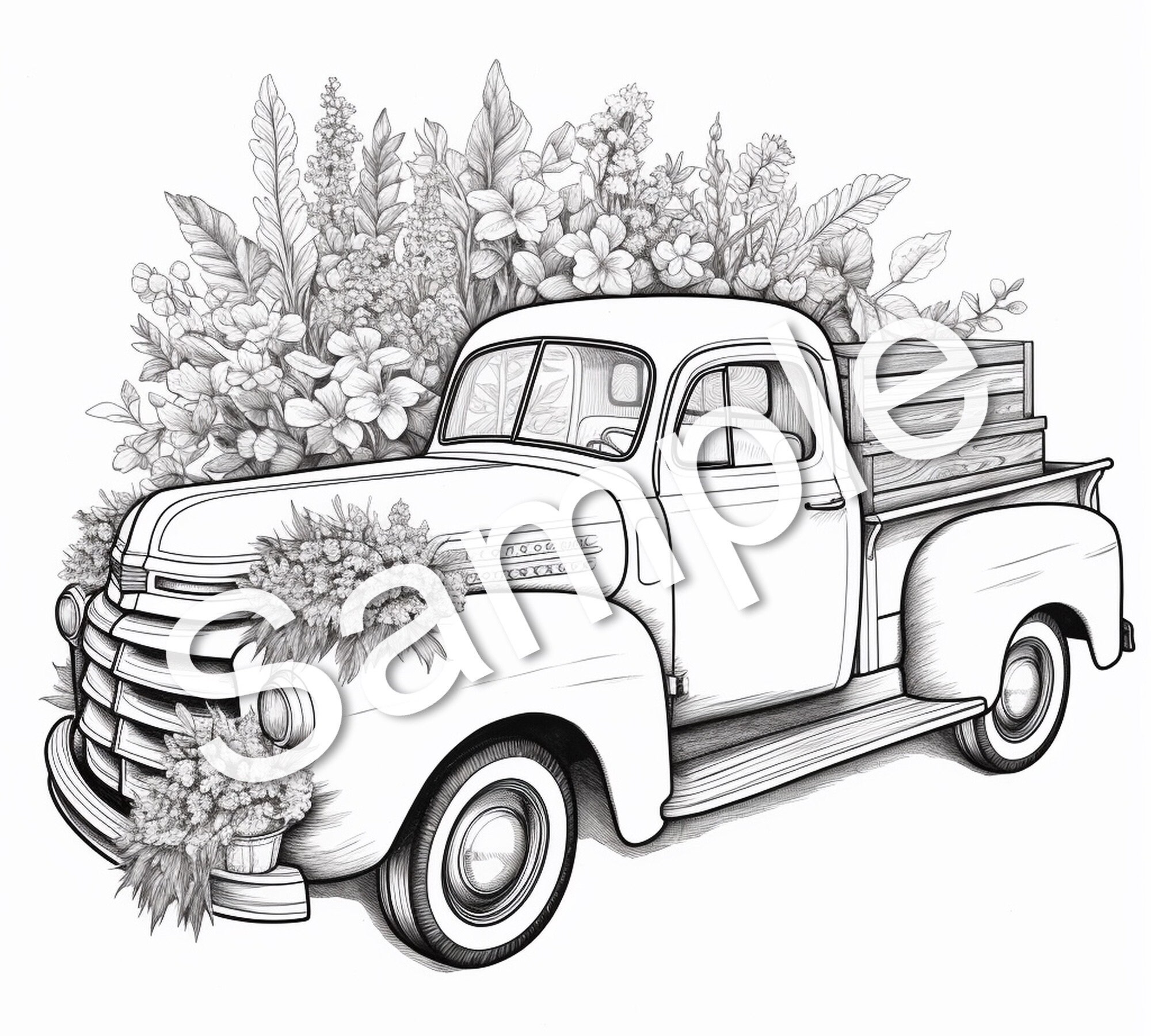 40 Flower Truck Coloring Book, Coloring Pages, Printables - Etsy