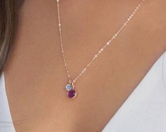 Mother Daughter birthstone necklace - Mother's Day Gift for mom, Personalized Grandmother necklace, Christmas gifts for her, BS04