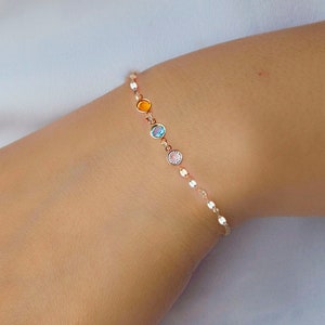 Dainty Birthstone Bracelet - Christmas gifts for her mom sister daughter, Mother's day gift for mom grandma nana, Birthday gifts, BS02
