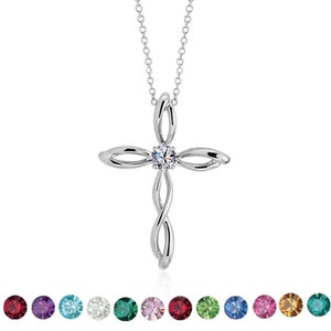 Cross necklace Birthstone • Gift for mom mother sister daughter grandma nana • Gift for Her • Christmas gift • Confimation gift girls • CR07