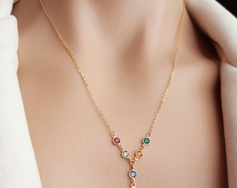 Mother Gift, Dainty Cross family birthstone necklace, Grandma, Grandmother, gift for women, Birthday gift, Mothers day, Christmas gift JONS8