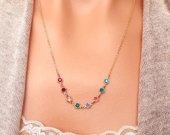 Elegant Birthstone necklace Birthday gift, Personal Family. Gift for Mother sister daughter grandma nana, Mother's Day gifts women girl J007