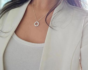 Happy 50th Birthday gift, Elegant 5 rings for 5 fabulous decades customized birthstone necklace, Gift for mom best friend sister, women gift