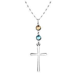 Birthstone Cross Necklace - Christmas gifts for her mom sister daughter, Confirmation gift for girl, Birthday gifts, Mother's day gift