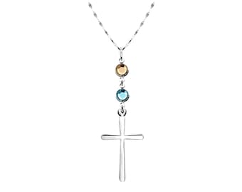Birthstone Cross Necklace - Christmas gifts for her mom sister daughter, Confirmation gift for girl, Birthday gifts, Mother's day gift