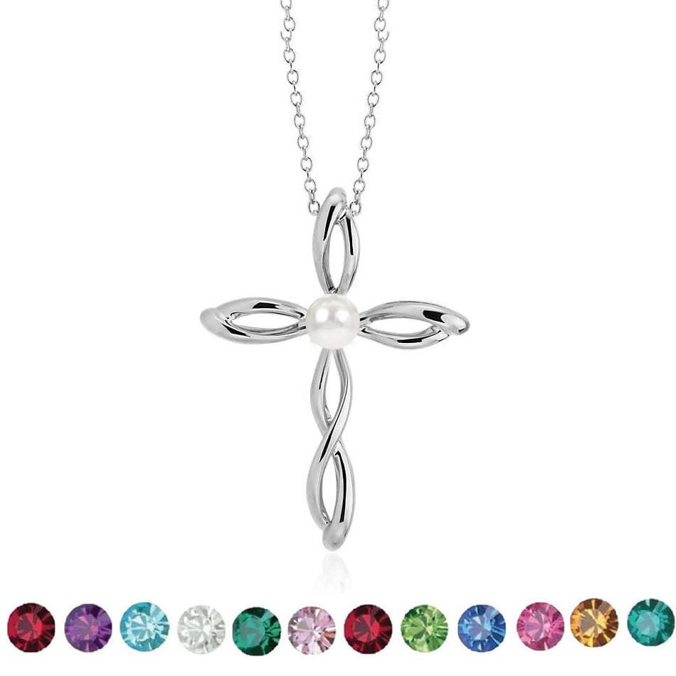 Cross necklace Birthstone