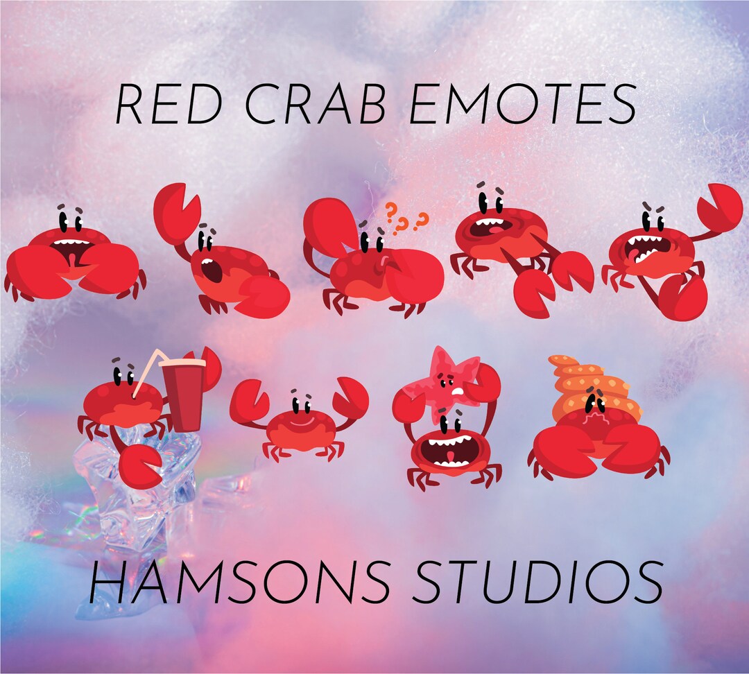 9x Red Crab Emotes for Twitch and Discord Cute Crab Emotes Etsy