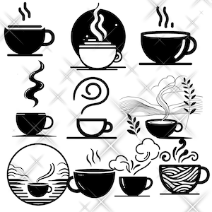 PNG coffee mug packs, mug designs, PNG coffee mug silhouette