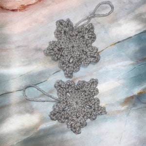 Handmade Crochet Snowflake Holiday Ornaments- Set of 2