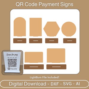 Sjablonen voor betaling via QR-code en sociale media - digitale download - lasergesneden - SVG - digitaal bestand - inclusief LightBurn-bestand