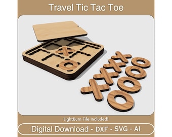 Tic Tac Toe Travel Game - SVG Digital Download - Lightburn File Included