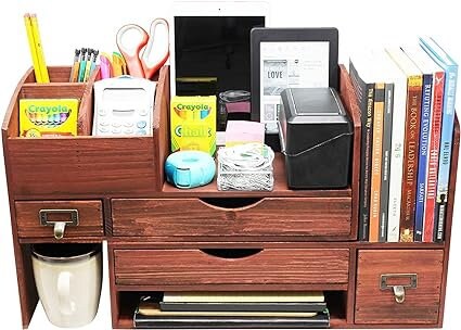Blu Monaco Workspace Large 12 Compartments Rose Gold Desk Organizer with Drawer