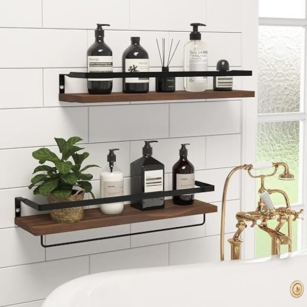 Black Floating Shelves Bathroom Etsy