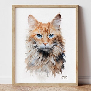 カスタム猫の肖像画 | 写真からの水彩画 | 手描き | 猫の記念品 | 猫好きへのギフト | パーソナライズされた絵画の記念品