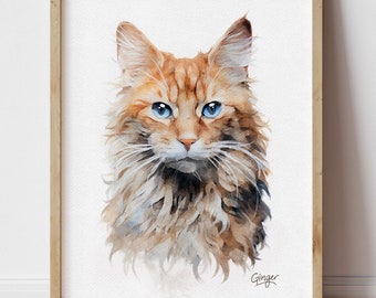 Custom Cat Portrait | Watercolour Painting From Photo | Hand Painted | Cat Memorial Gift | Cat Lover Gift | Personalized Painting Keepsake