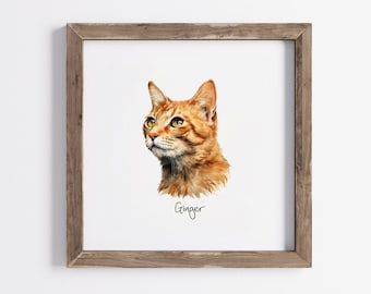 Hand Painted Watercolor Pet Portrait | Minimalist Cat or Dog Keepsake