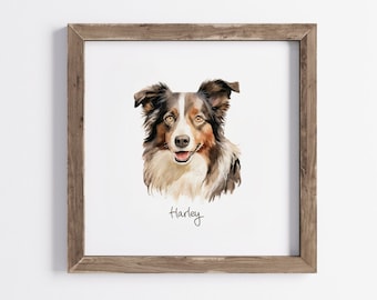 Custom Watercolor Dog Portrait | Hand Painted Pet Memorial
