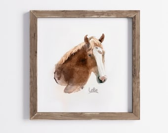 Mini paard aangepast portret | Origineel handgeschilderd | Aangepaste paard schilderij | Paardenveulen cadeau | Minimalistische inrichting | Herdenkingsverlies paard