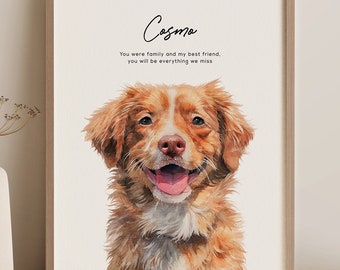 Custom Pet Portrait | Watercolor Memorial, Dog Cat Loss Gift