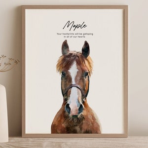 Retrato personalizado de pérdida de caballo / Técnica mixta pintada a mano / Pintura conmemorativa de acuarela / Retrato de mascota de foto / Regalo de arte tributo equino