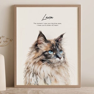Custom Cat Memorial Portrait | Hand Painted Mixed Media | Pet Loss Bereavement Painting | Cat Portrait From Photo | Personalized Grief Gift