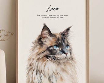 Custom Cat Portrait | Hand-Painted Pet Memorial, Grief Gift