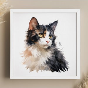 Watercolor Cat Custom Painting | Square Portrait From Photo | Custom Hand Painted | Cats All Breeds | Pet Loss Gift | Memorial Portrait