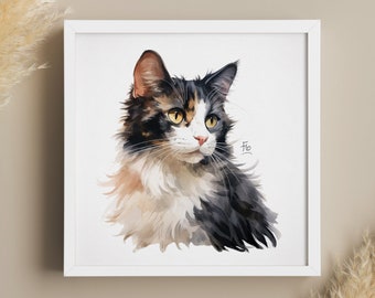 Custom Watercolor Cat Portrait | Pet Memorial Painting