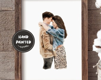 Hand Painted Custom Family Watercolor Portrait | Anniversary Gift