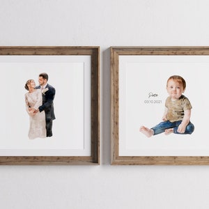 Custom Family Portrait Hand Painted Minimalist Portrait From Photo Couples Painting Gift Anniversary Newlyweds Gift Watercolour image 5