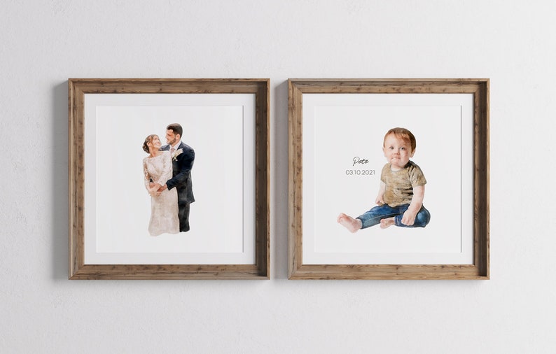 Custom Family Portrait Hand Painted Minimalist Portrait From Photo Couples Painting Gift Anniversary Newlyweds Gift Watercolour image 5