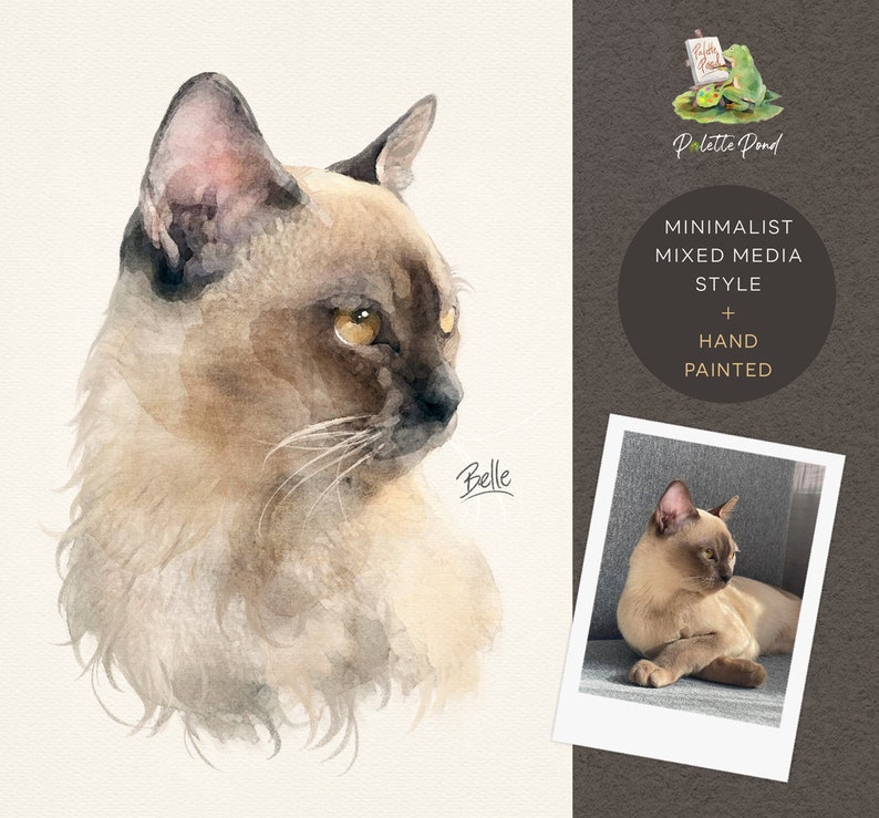 Custom Pet Portrait Hand Painted Mixed Media Pet Portrait From Photo Pet Loss Memorial Dog Lover Gift Cat Mom Gift Keepsake image 3