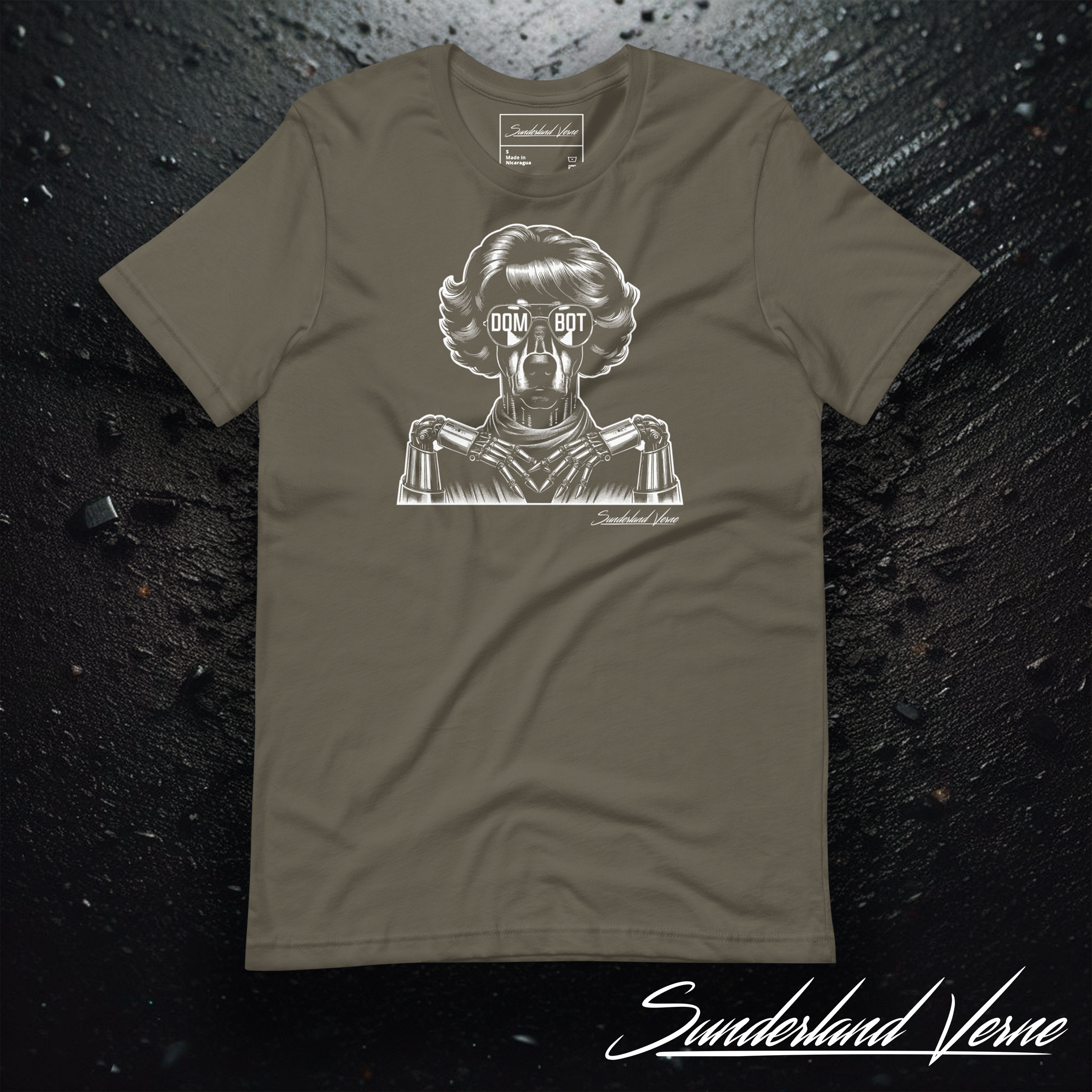 Sci-Fi Robot Dog T-shirt Army Green main image 0