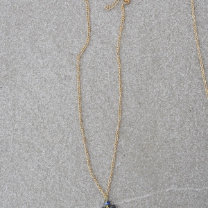 Blue Stone Gold Shark Tooth Necklace
