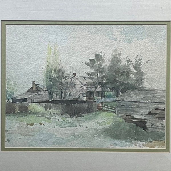 Original vintage watercolour painting professionally framed