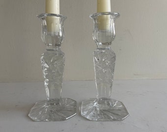 Pair of crystal candlestick holders