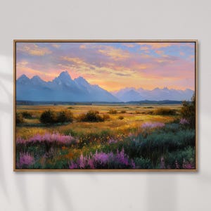 Grand Teton National Park Wildflower Travel Print, Home Decor, National Parks Wall Art, Botanical Art Poster, Horizontal Landscape Wall Art