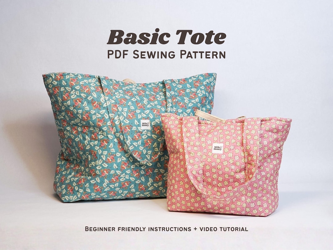 Basic Tote Bag Sewing Pattern | 5 Sizes, Beginner Friendly PDF Download ...