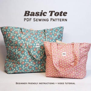 Basic Tote Bag Sewing Pattern | 5 Sizes, Beginner Friendly PDF Download