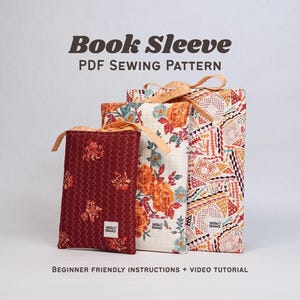 Modern Book Sleeve PDF Sewing Pattern - 3 Sizes, Beginner Friendly Tutorial