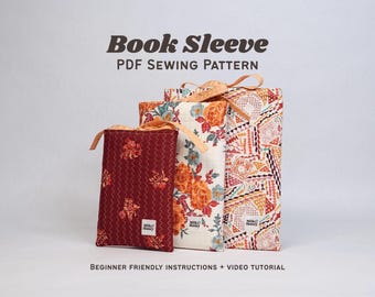 Modern Book Sleeve PDF Sewing Pattern - 3 Sizes, Beginner Friendly Tutorial