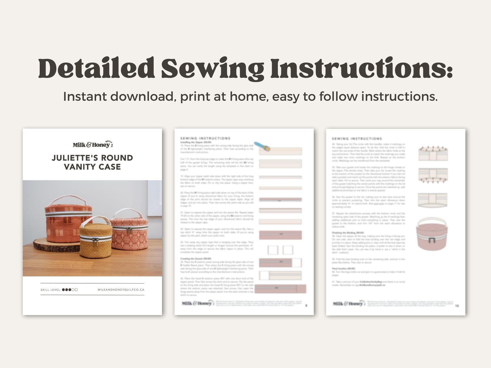 Juliette Vanity Bag Sewing Pattern With Video Tutorial - 3 Sizes - Etsy