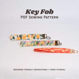 Key Fob Sewing Pattern | Beginner-Friendly PDF | Fabric Wristlet Keychain